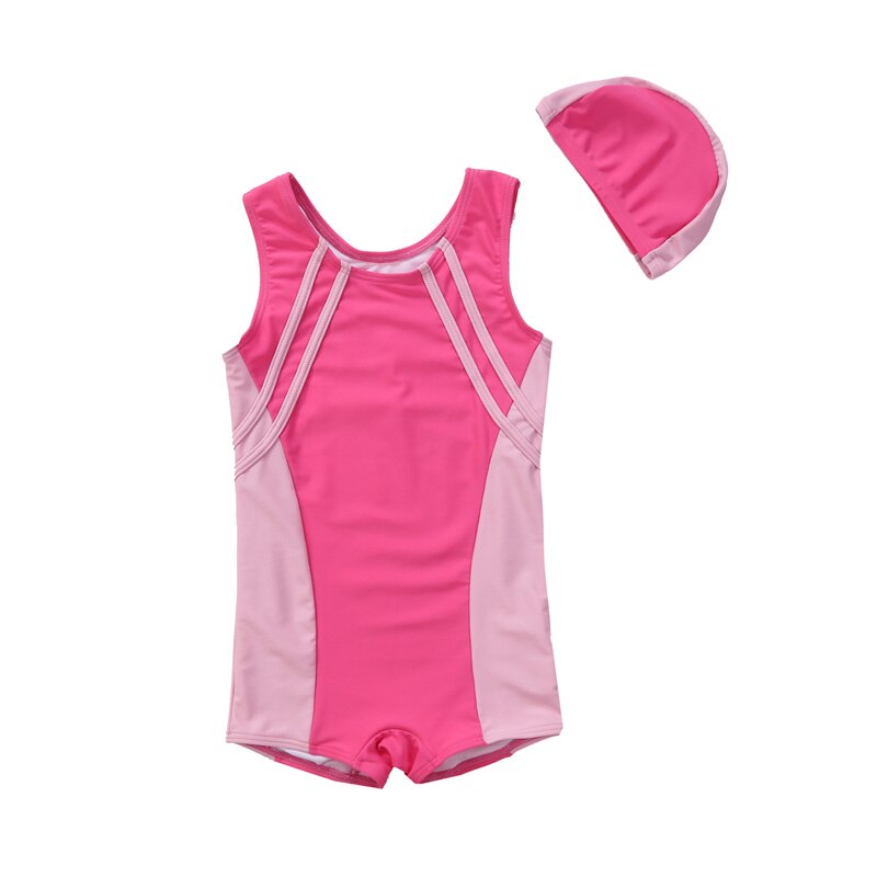 Piger pink badedragt upf 50+  uv et stykke badetøj med kasket drenge barn badedragt udslæt vagt strand skjorte 5-10 år: 1720b / S