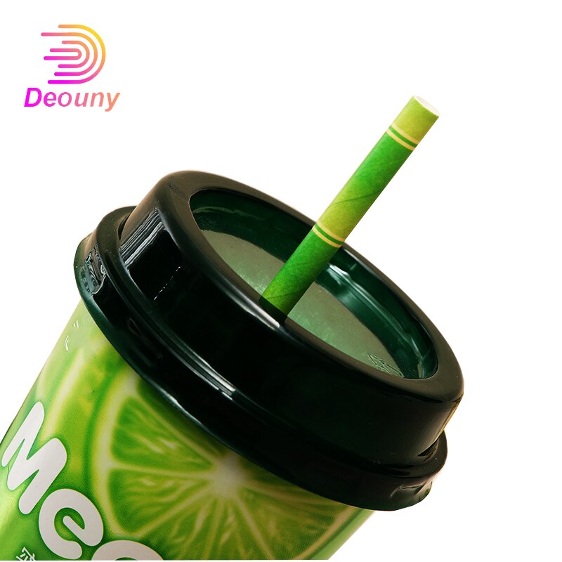 Deouny 25 stuks/partij groene bamboe papieren rietjes bruiloft decoratief evenement tropische feestbenodigdheden drinkrietjes buizen bar accessoires