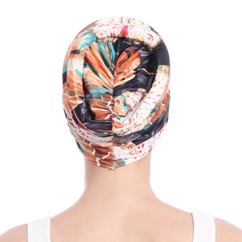 Vrouwen Slaap Zachte Tulband Pre Gebonden Katoen India Chemo Cap Beanie Tulband Hoofddeksels Badmuts