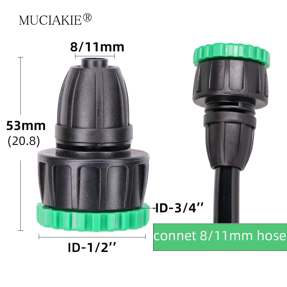 MUCIAKIE 3PCS Garden Tap 1/2" 3/4" Female Thread To 4/7mm 8/11mm 16mm Hose Adapter Garden Water Connester Micro Tubing Connecter