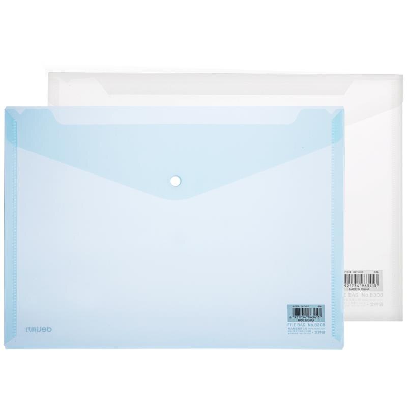 5 stks/partij A4 Transprent Plastic Document tas/bestand document tas/Bestand zak/file houder/Portfolio/ notes Pouch: Blue Without Stripe