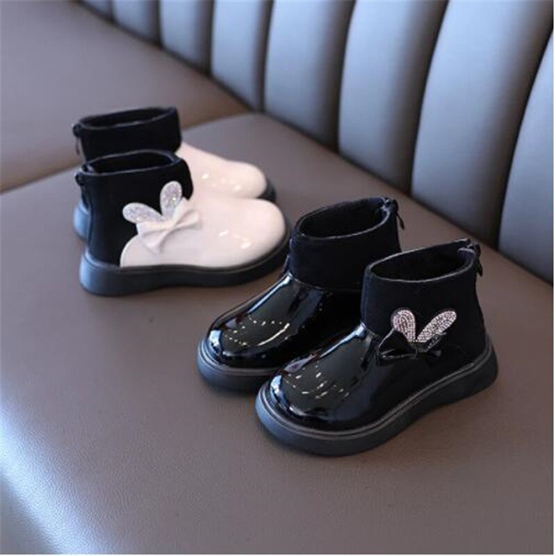 Schleifen-lackleder-kinderschuhe, stiefeletten, chelsea-Stiefel für babys, winterschuhe für freundlicher, mädchenschuhe, schneestiefel für #39- 1-6