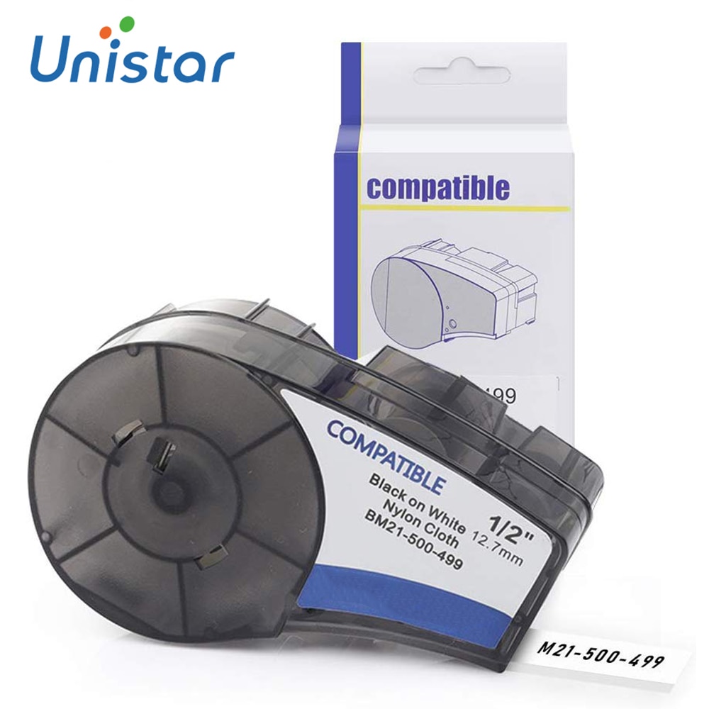 Unistar Compatible High Adhesion Nylon Cloth Label Tape M21-500-499 16' Length 0.5" Width Work with Brady 21-PLUS Label Maker