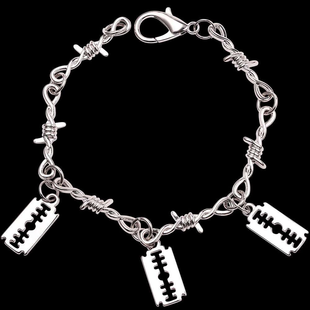 colonna vertebrale uniche bracciale a catena in ferro braccialetti con lama di rasoio per uomo bracciale maschile regali anca-salto bracciale gioielli di moda: SL314