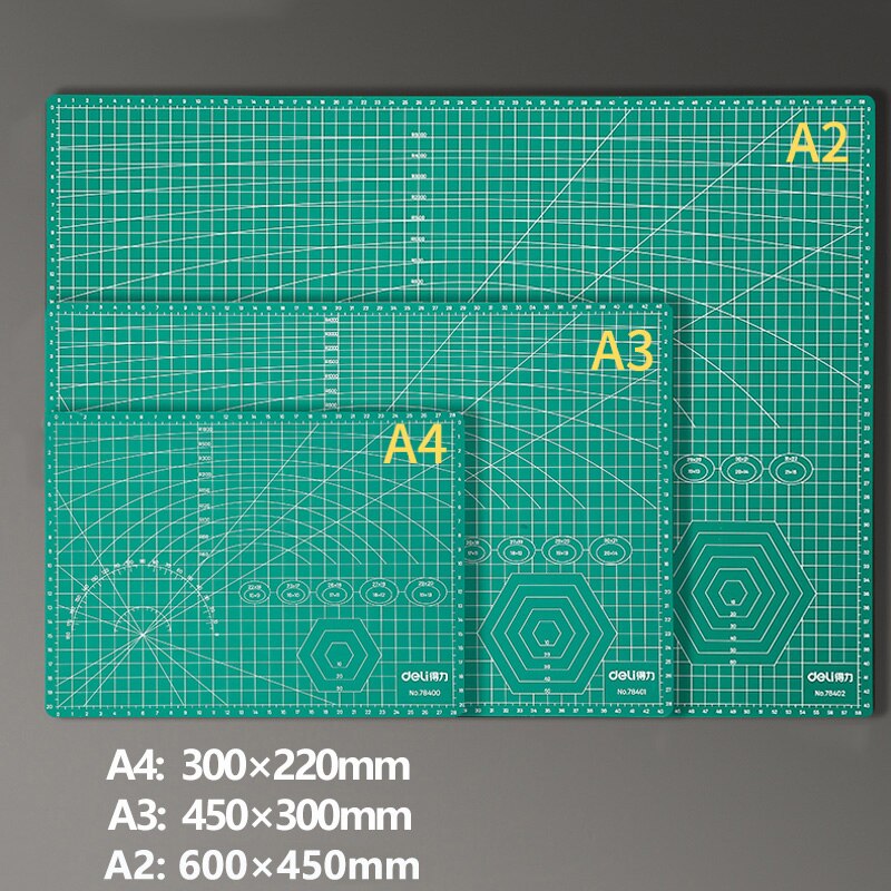 Deli PVC A2 A3 A4 Cutting board Multiple size 3mm Thickness Double-sided Self-healing DIY Soft Cutting mat