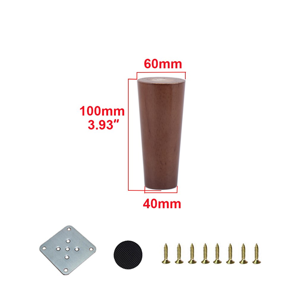 1/4PCS Solid Wood Furniture Legs Walnut Color Straight Oblique With Metal Footings Sofa Replacement Legs For Cabinet Couch Table: 1PC 10CM Straight