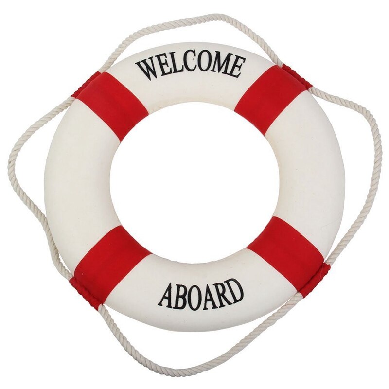 2 Stck Dekorative Willkommen ein Bord Nautische Rettungsring Ring Wandbehang Heimat Dekoration (Blau, 35cm & verrotten, 20cm)