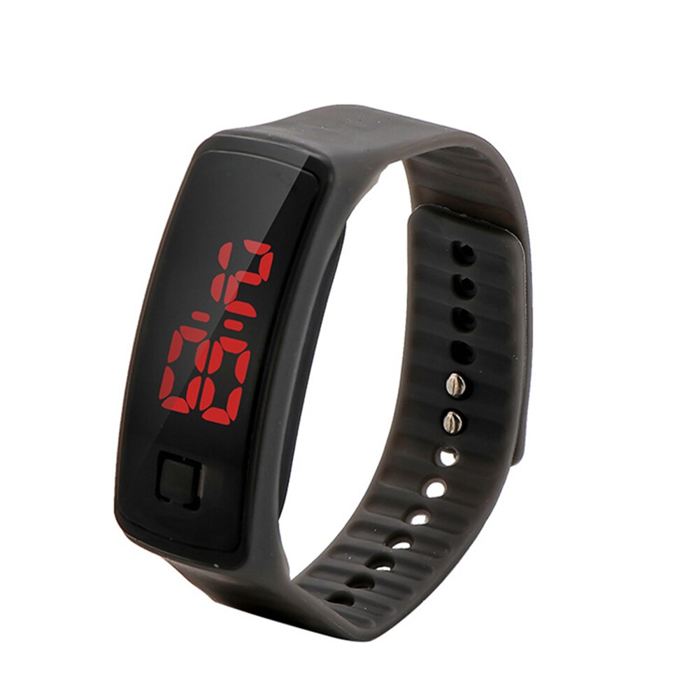 Led digitaal horloge led touchscreen met siliconen band lichtgevend casual horloge pols unisex  fs99: Zwart