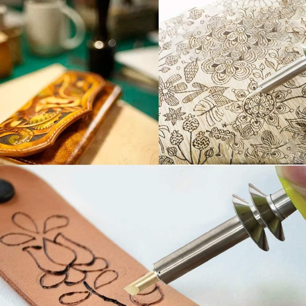 LMDZ 34 Pcs Leather Working Kit, Leather Crafting Tools and Supplies, Leather Starter Kit with Leather Burning Tool