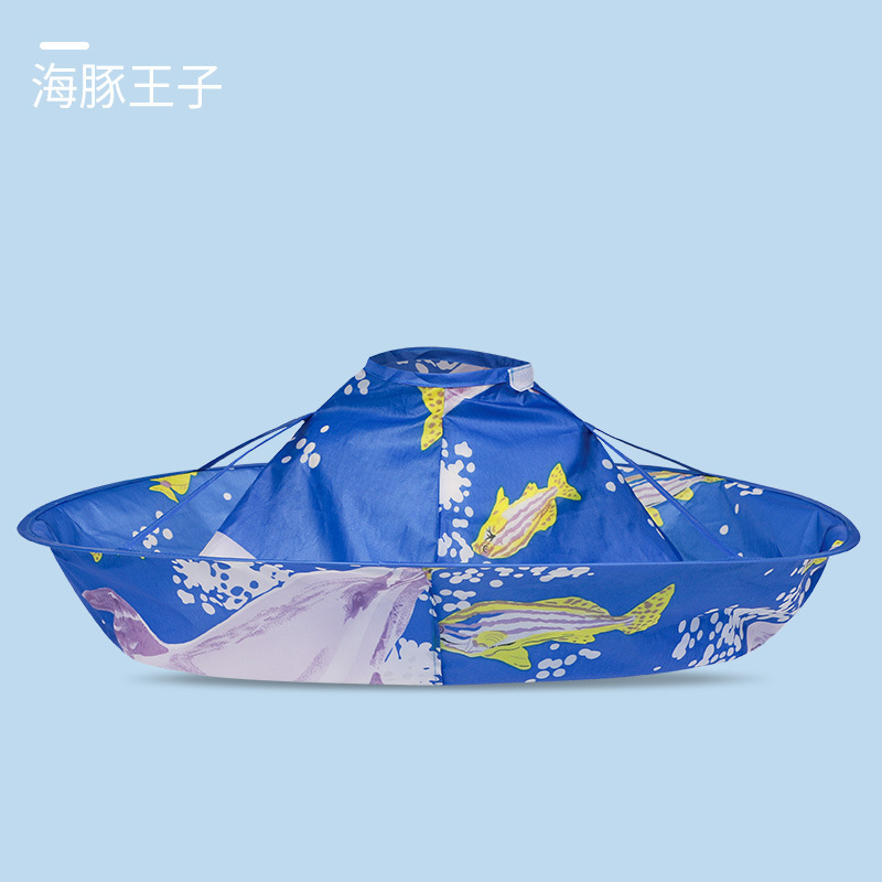 Kids Cartoon Print Foldable Salon Apron Waterproof Hair Cutting Cloak Umbrella Cape Home Hairdressing Cover Cloth Baby Children: fish