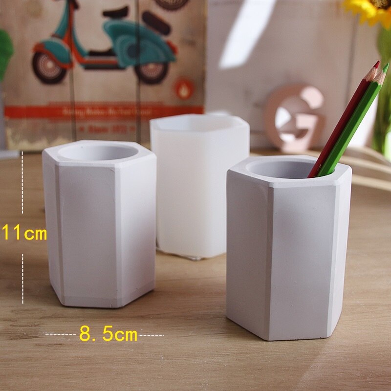 Concrete casting Molds Candle Cups Molds Polygonal pot molds Silicone Pen Holder Molds Pencil Cup Molds