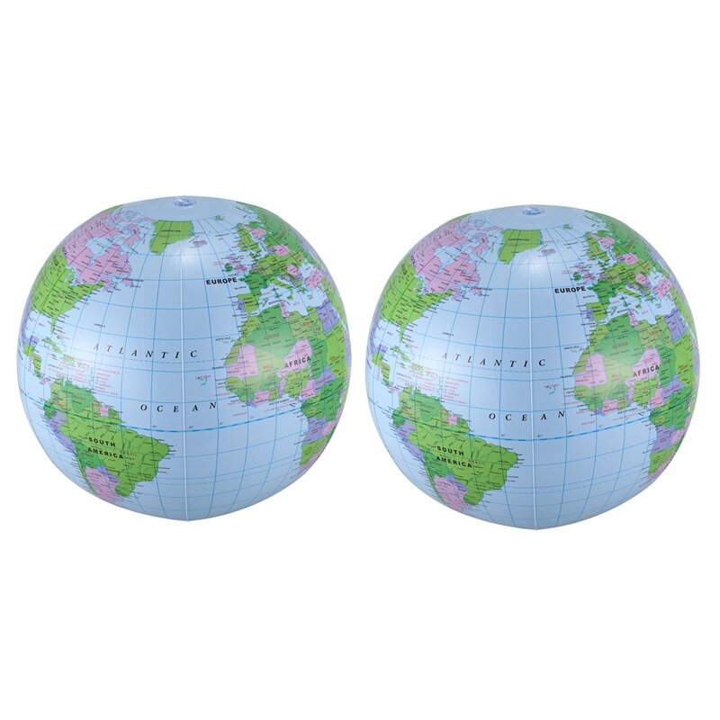 2X Inflatable Toy Globe Tellurion Training Geography Map Balloon Water Ball 40 Cm: Default Title