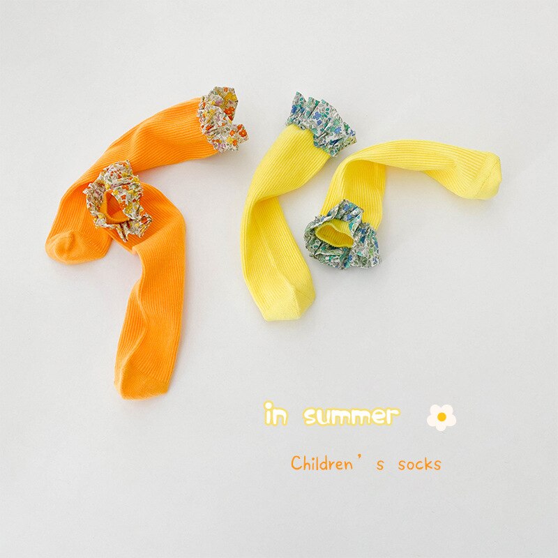 2 pairs of children&#39;s socks 2022 summer candy colored lace loop mesh socks thin cotton girls&#39; socks kids socks: 1190-B