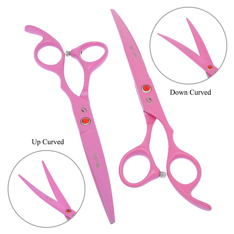 7" Pet Scissors for Dog Grooming Straight Curved Shears Animal 40% Cut Off Thinning Trimmers Dog Accessories B0036A