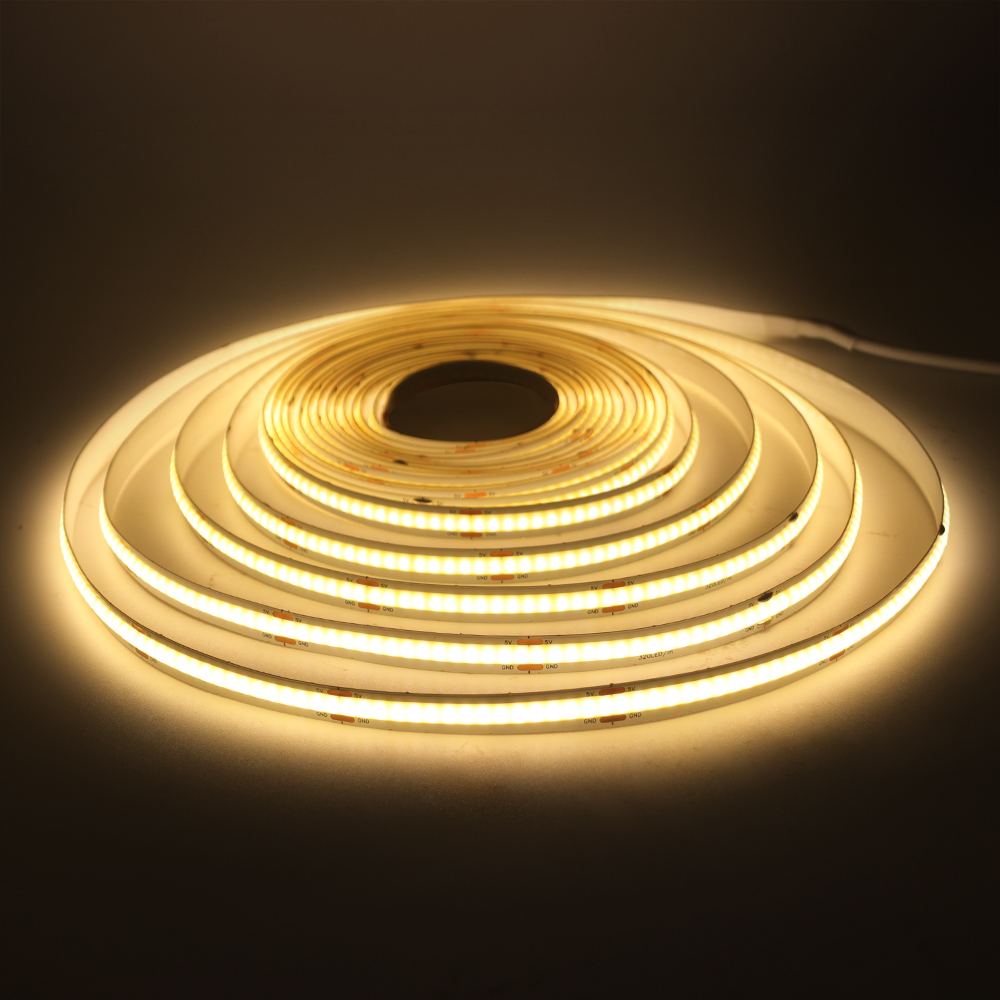 Tira de luces LED COB para iluminación trasera de TV, cinta Flexible de 5V CC, USB, 320LED/M, Blanco/azul hielo/rosa/amarillo/rosa/rojo/verde, lámpara de noche