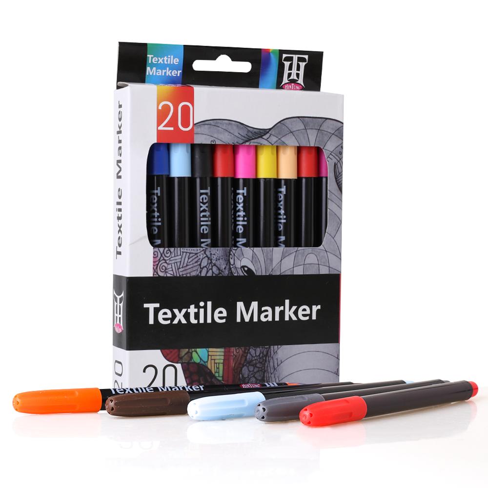 20 Colors Textile Marker Non Toxic Fabric Pen Permanent and Washable T-Shirt Marker