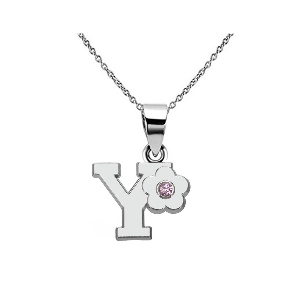 My Shape Initials Flower Letter Name Necklace for Girls Children's Alloy Crystal Flower A-Z Alphabet Pendant Chain Kids Jewelry: Champagne gold