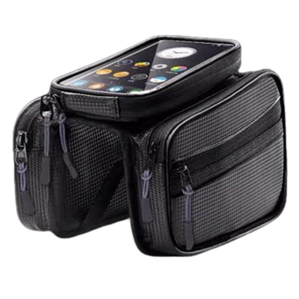 Lage Prijs Fiets Mobiele Telefoon Zak Mountainbike Touch Screen Zak Dubbele Zadeltas Fiets Zadeltas Bovenste Buis Tas beam Zak: zipper  black