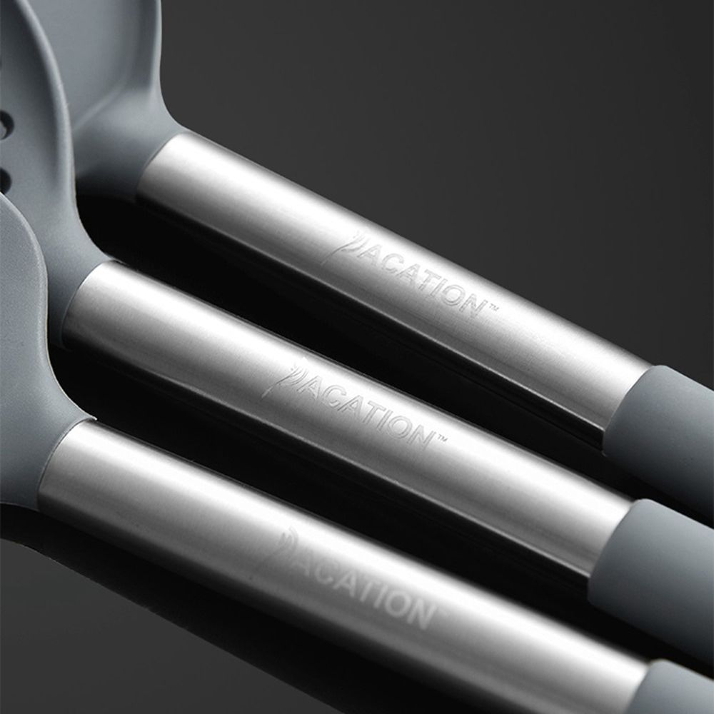 Kitchen Supplies Stainless Steel Silicone Shovel Soup Spoon Colander Spatula Frying Spoon Stir-fry Kitchenware Set