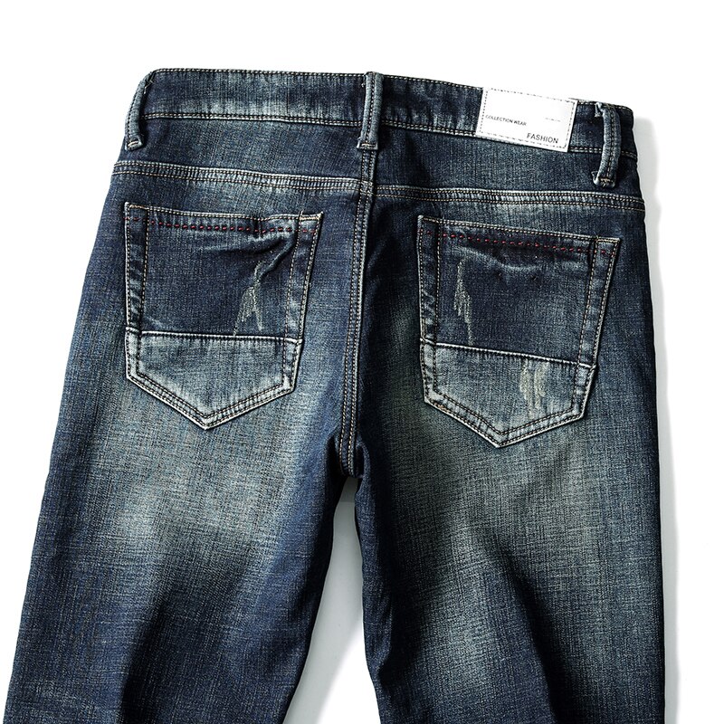 pantalones vaqueros cálidos de invierno para hombre de Denim grueso elástico ajustado Fit azul pantalones de Jean con aislamiento térmico más polar de famoso Hombre Jeans Hombre