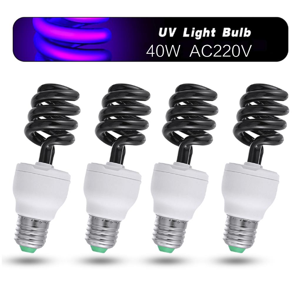 E27 pære uv-lys ultraviolet 40w fluorescerende energibesparende skruer  ac220v lyse sortlys cfl
