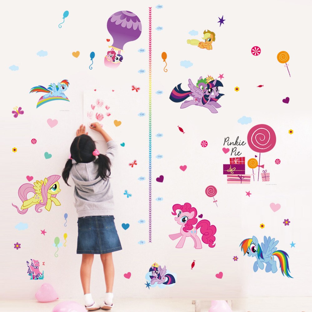 Cartoon Children height measure growth chart wall sticker for kids room nursery girl bedroom art