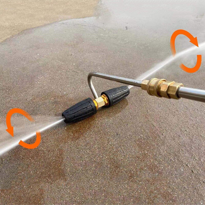 1/4inch High Pressure Double Rotating Nozzle, 360 Degree 4000PSI Turbo Nozzle with 30° Degree Curved Rod for Car Wash