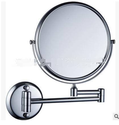 Espejos de baño de 8 pulgadas, espejo redondo de 2 caras con aumento de 3 aumentos, espejo de maquillaje plegable de latón y bronce para pared, 6 colores: chrome