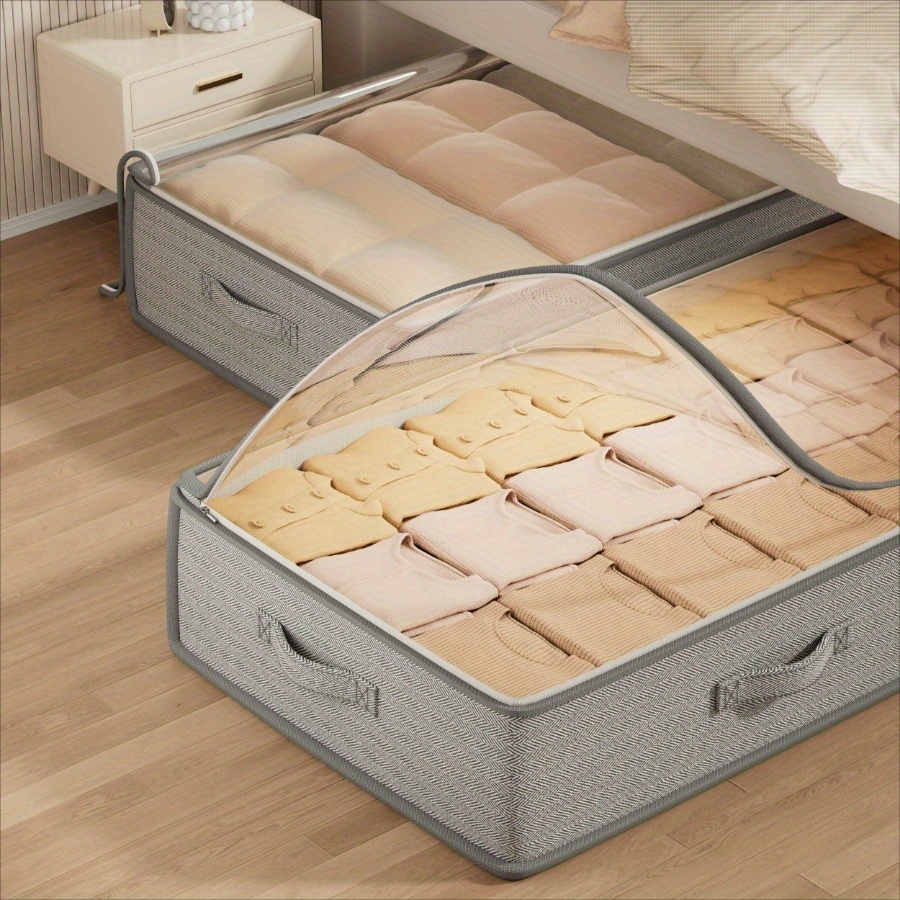 Under Bed Storage Containers Rectangle Multipurpose Organizer Bins, Foldable Sweater and Linen Storage Bags Under-Bed Storage