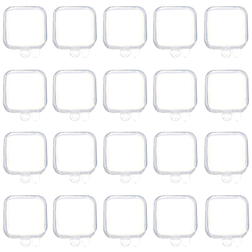 10/20/50Pcs Mini Clear Plastic Small Box Hook Jewelry Earplugs Container Storage: A3