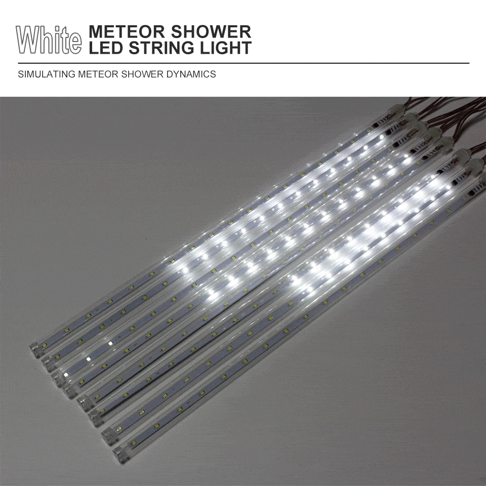 Guirlande LED Effet Pluie De Météores 8 Tubes 30/50cm - Étanche 220V, Pour Extérieur, STUXMOS