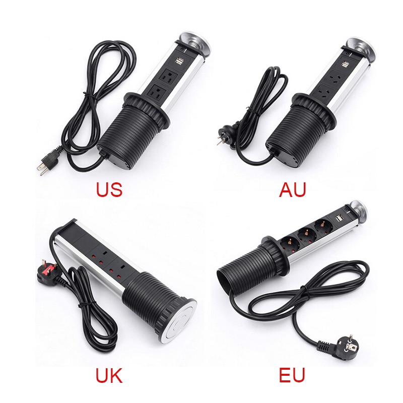 Pull pop up elektrisk 3 stik 2 usb køkken udtrækkeligt kontor metting skrivebord bord stikkontakt usb stikkontakt bordplade stikkontakt