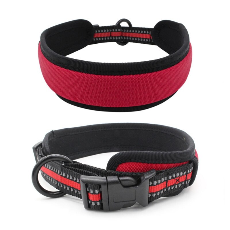 Adjustable Dog Collars Reflective Dog Collar For Safe Night Walking Pitbull Bulldog Beagle Correa Perro Leash For Puppy: Red / XS