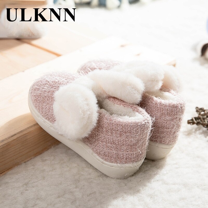 Ulknn Peuter Slippers Voor Meisjes Jongens 1-3 Jaar Winter Plus Fluwelen Warm Antislip Zachte bottom Leuke Konijn Baby Schoenen