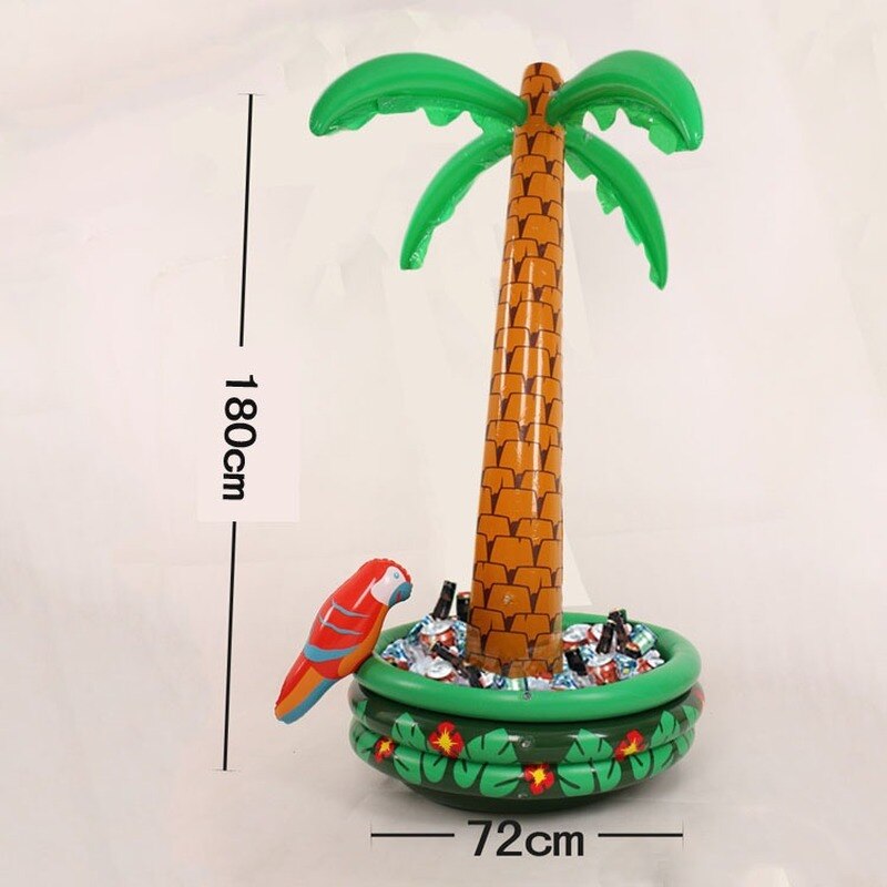 Hawaii-serie: großer aufblasbarer getränkekühler in kokospalmenform mit eiskübel für sandstrandpartys, poolspielzeug
