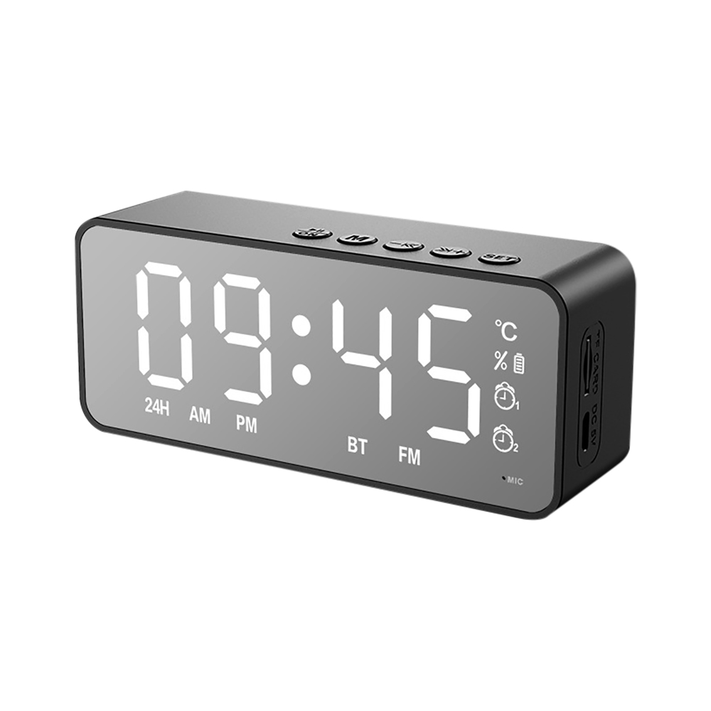 Reloj despertador Digital con espejo LED, altavoz inalámbrico con Bluetooth, MP3, Radio FM, relojes electrónicos de escritorio, reloj despertador USB
