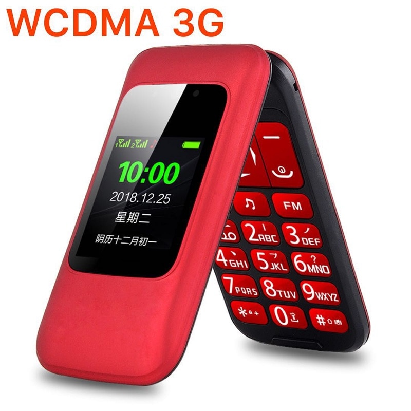 Desbloqueio de telefone móvel 3g wcdma, telefone móvel, tela dupla, sos, chamada rápida, dv, grande, chave russa, simplesmente, trabalhando para pessoas velhas