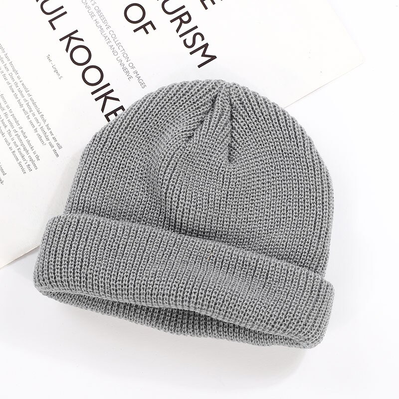 Cappelli lavorati a maglia per Le Donne Scutellaria Uomini Cappello Del Beanie di Inverno Retro Senza Tesa Baggy Melon Cap Polsino Docker Pescatore Berretti Cappelli Per uomini: Gray