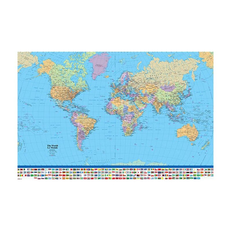 Mapa político del mundo Miller proyección 5 Maxi tamaño Poster ilustraciones para sala de estar decoración del hogar