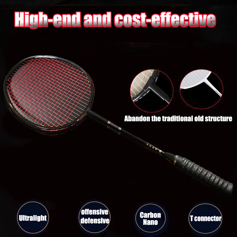 Full Carbon Badminton Racket 5U Single Badminton Racket Ultra-light Badminton Racquet For Competition Training