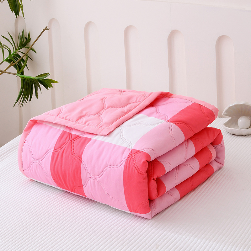 Plaid Summer Quilt Washed Cotton Air Condition Thin Comforter Blanket Bedspread for Single Double Queen King Bed Coverlet: 150x210cm / Lavender