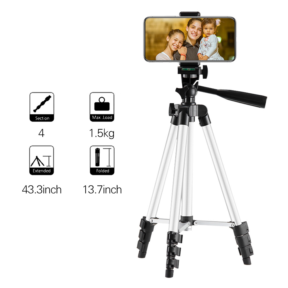 Trépied de téléphone léger 50/110/130/150cm, hauteur réglable, trois Sections, vis 1/4 pouces, pour Smartphone, photographie et vidéo DSLR