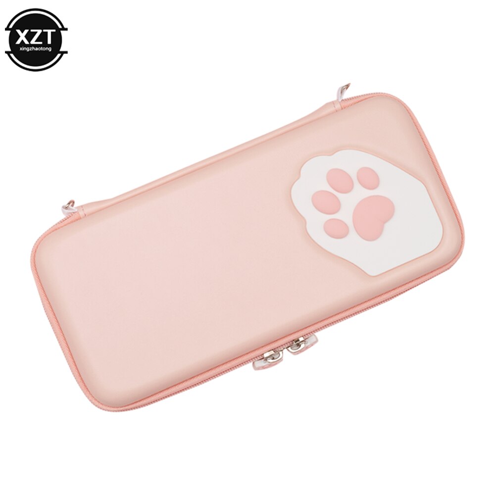 Leuke Kat Klauw Opbergtas Voor Nintendo Schakelaar Water-Proof Beschermhoes Reizen Draagtas Voor Nintendo Switch Game accessoires: Roze