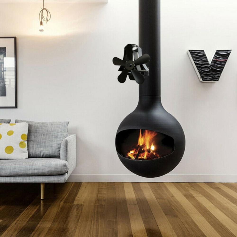 5-Blade4 Fireplace Fan Metal Heat Stove Fan Heat Powered Wood Burning Log Stove Fan Saving Fuel Wood Burner Fireplace Fan