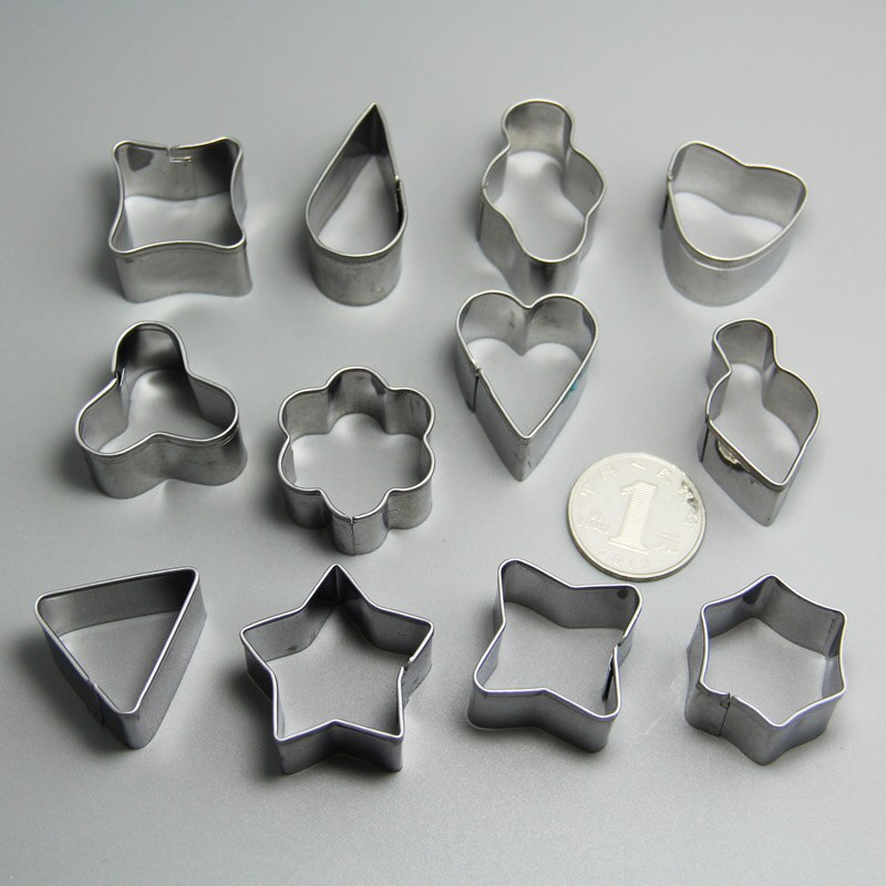 (10set/lot FDA Metal 12pcs Geometric Shape Cookie Cutter set