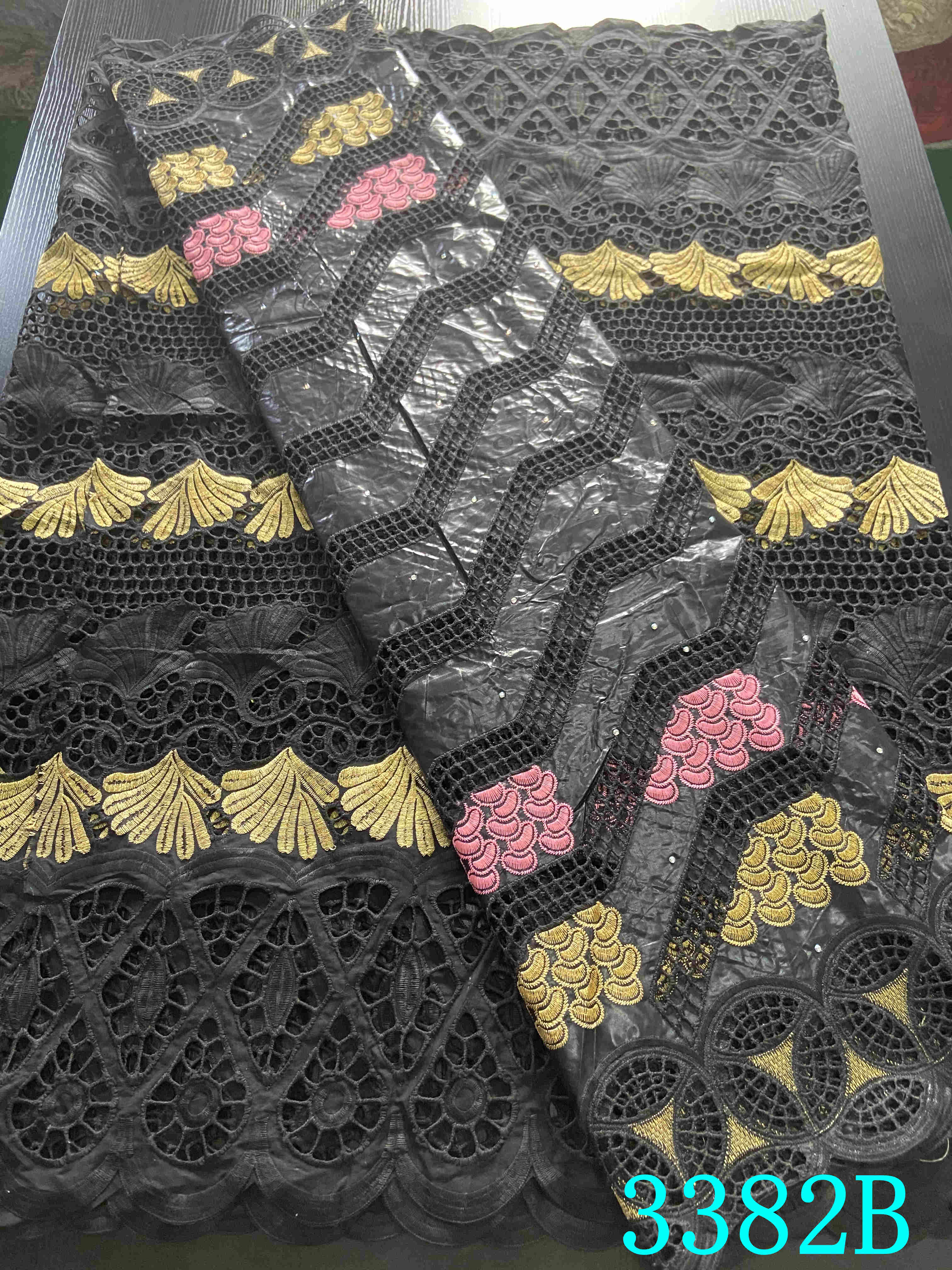Dentelle sèche Bazin, tissu Bazin, 2.5 + 2.5 mètres, tissu de , dentelle africaine, guinée, africaine, Voile de suisse, YA3382B: Picture 3