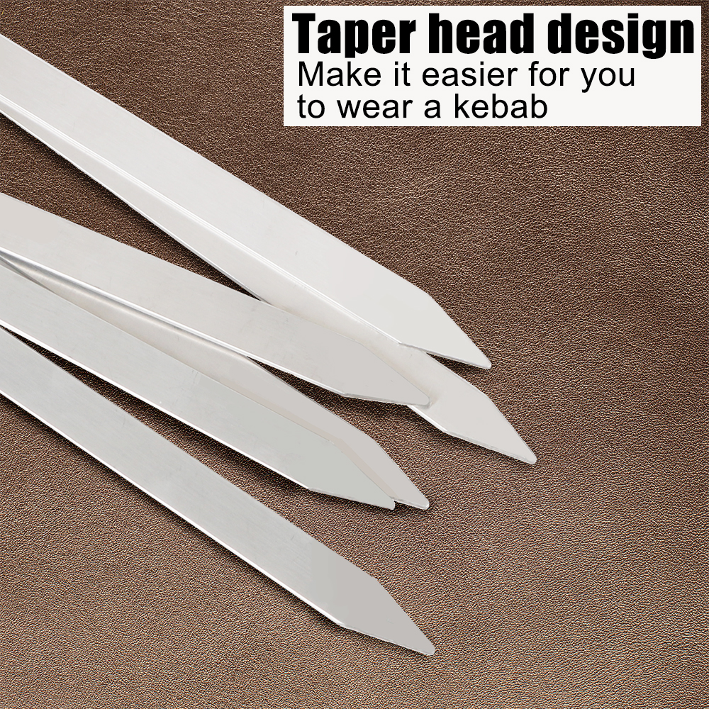 Tenedor de barbacoa de madera, aguja para parrilla al aire libre de acero inoxidable, 55cm, 21,65 ", palo para parrilla de barbacoa, mango largo, brochetas para barbacoa Shish Kebab