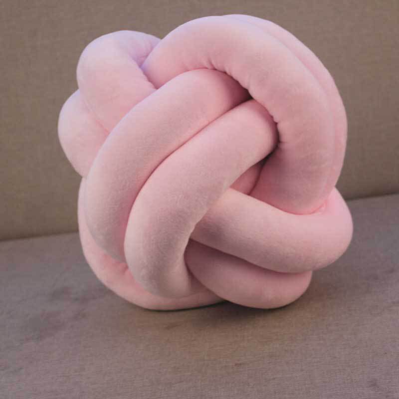 Nordic knot kudde knut kudde kudde knut dekor tupplur kudde knut heminredning nordisk barnrum dekor 25 x 25cm: Rosa runda