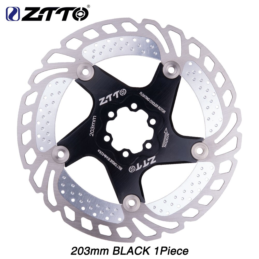 ZTTO-Rotor flotante para frenos de bicicleta, disco de refrigeración y enfriamiento, 203mm, 180mm, 160mm: Cooling 203mm Black