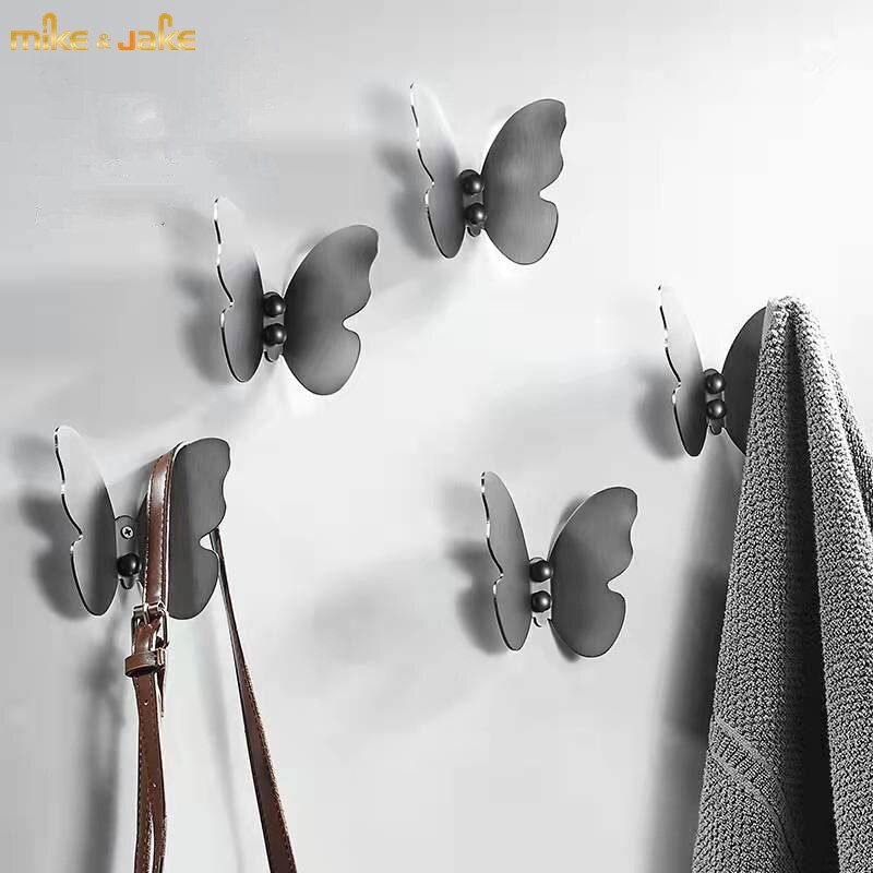 Porte-manteau en forme de papillon, crochet en laiton, lumière de luxe en bronze à canon trois dimensions, décoration de chambre à coucher, porte-manteau pour porche
